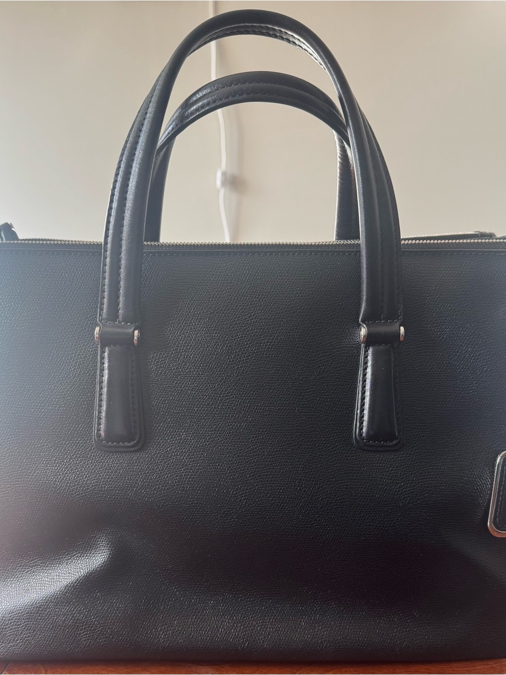 Tumi Black Leather Commuter Busines Laptop Bag